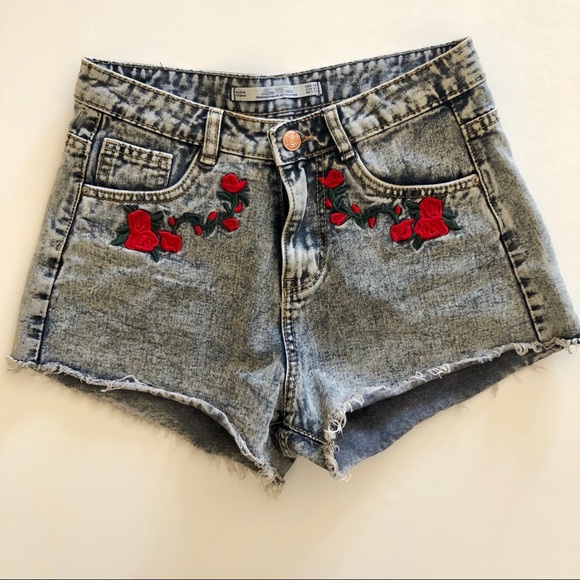 zara embroidered shorts